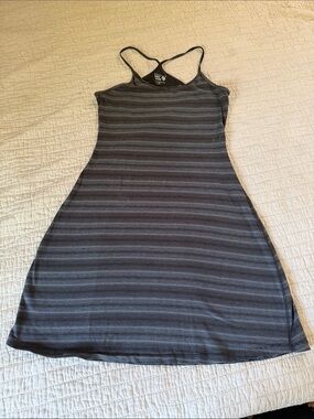 Mountain Hardwear Grey Striped Mini Dress with Spaghetti Straps